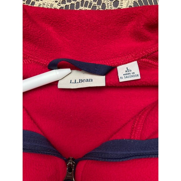 L.L.Bean Fleece Jacket Red Vintage 90s Pullover Half Zip Ladies Size Large - Picture 3 of 5
